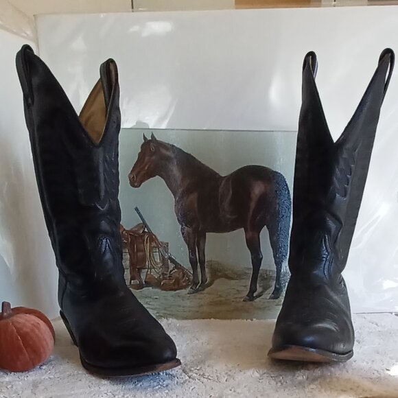 Boulet leather western cowboy boots Deer tan, black Made in